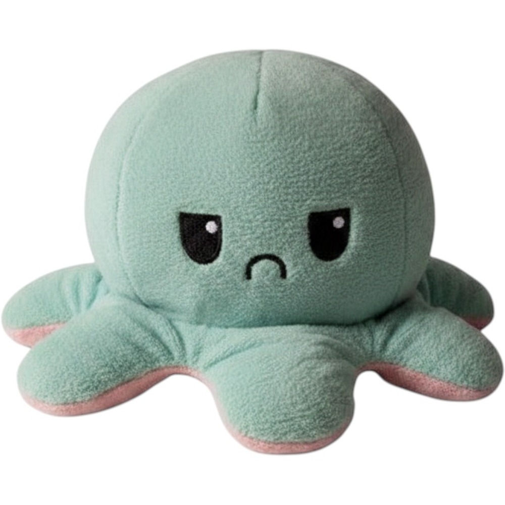 Reversible Octopus‎ Plush Sensory Mood Toy Pink Mint Green Happy Grumpy 4 Inch